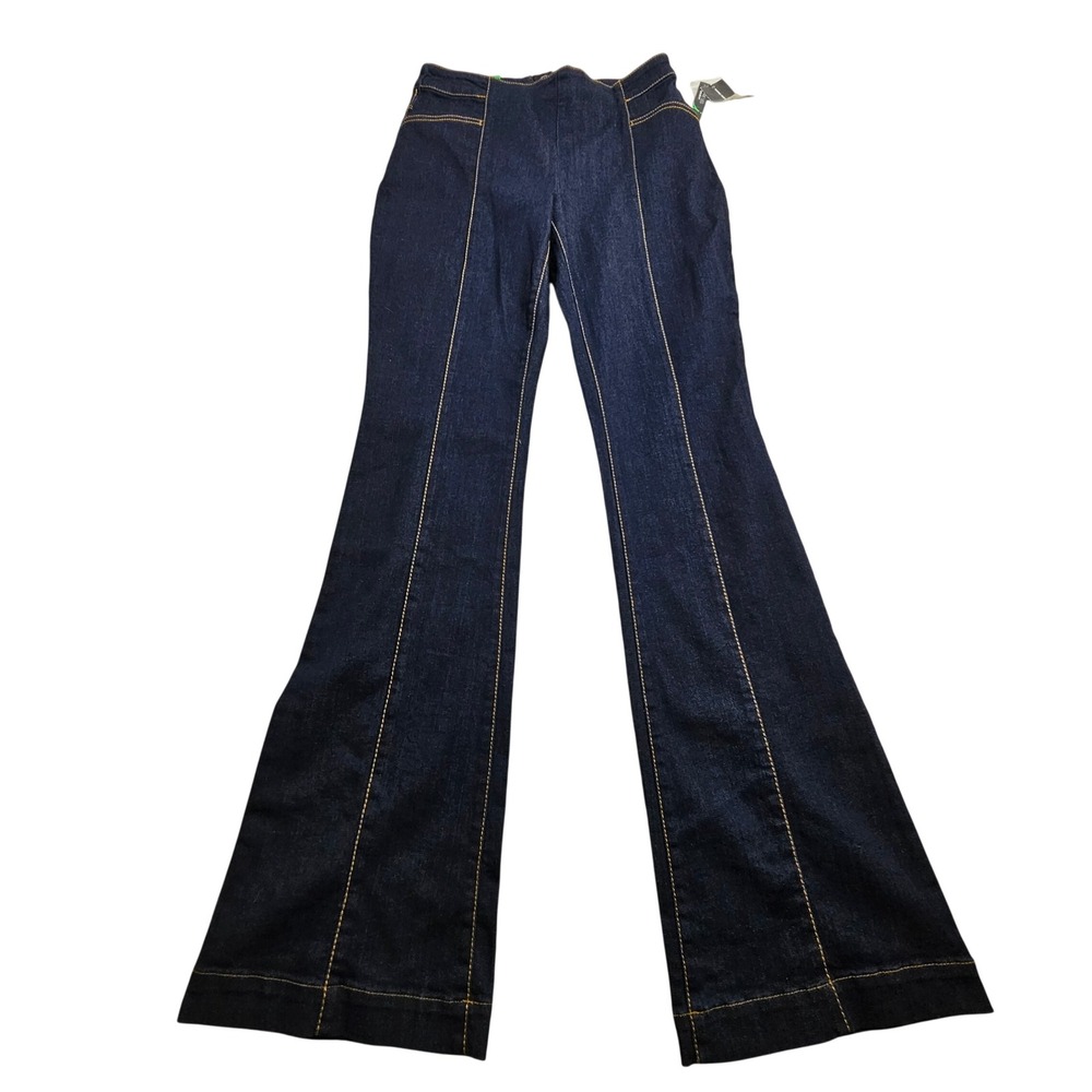 INC NWT Flare Leg Jeans 6 Ink Wash Dark Blue Front Seam Back Zip 6S750D142